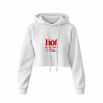 Hot People Watch Formula 1 Crop Hoodie — Beyaz — Ön baskı