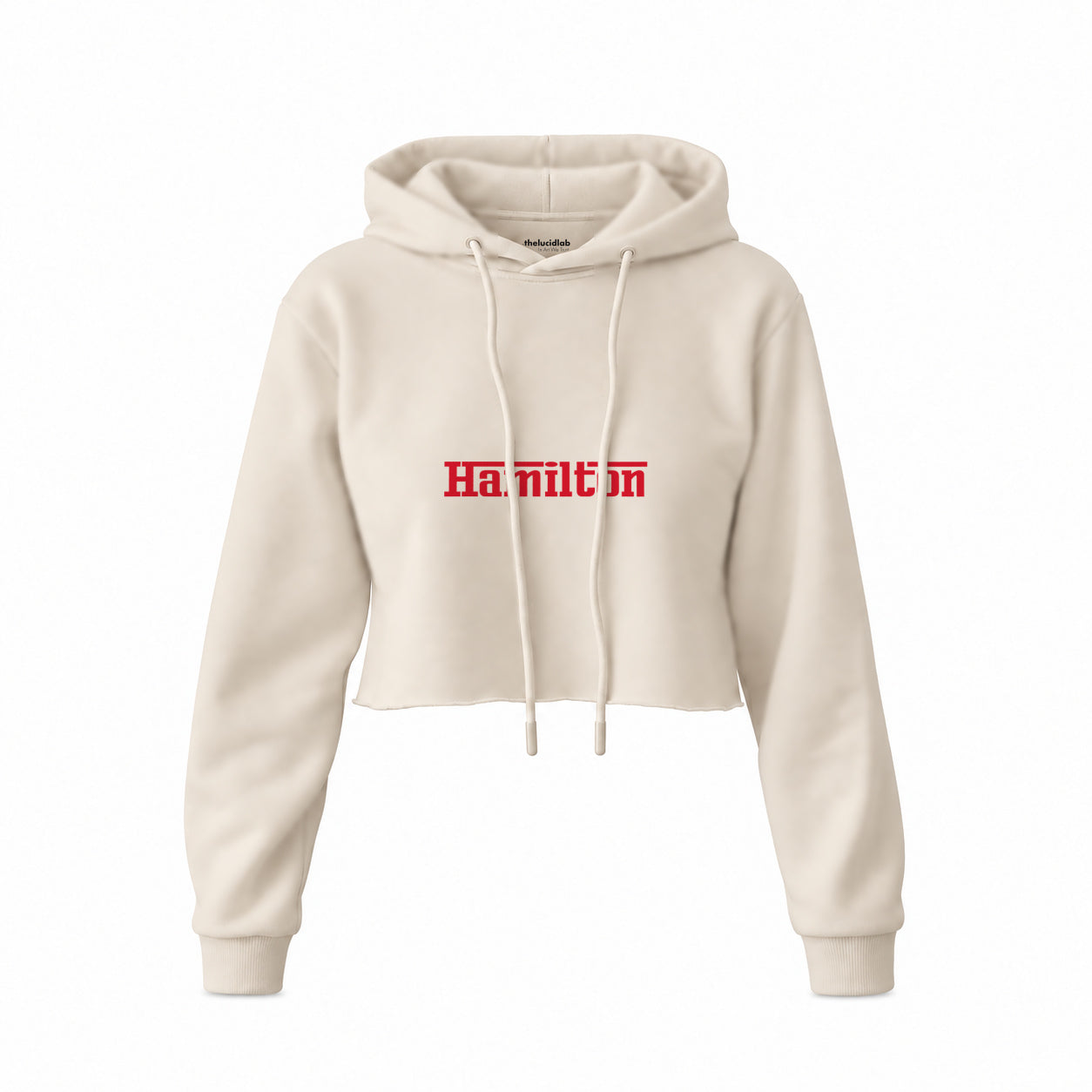 Hamilton / Ferrari Crop Hoodie — Krem — Ön baskı