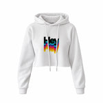 Hey Crop Hoodie — Beyaz — Ön baskı