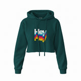 Hey Crop Hoodie — Koyu Yeşil — Ön baskı