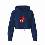 The Rolling Stones Crop Hoodie — Lacivert — Ön baskı