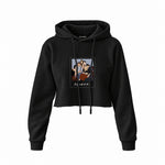 Friends Silüetli Crop Hoodie — Siyah — Ön baskı