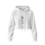 Rick It Crop Hoodie — Beyaz — Ön baskı