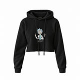 Rick It Crop Hoodie — Siyah — Ön baskı