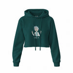 Rick It Crop Hoodie — Koyu Yeşil — Ön baskı