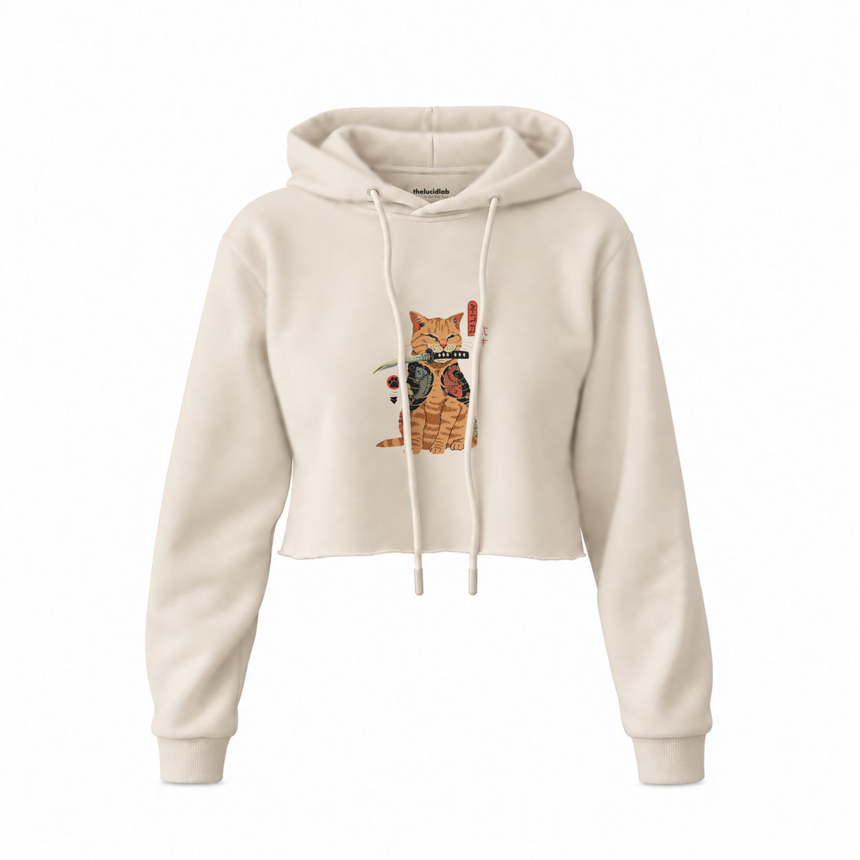 Catana Crop Hoodie — Krem — Ön baskı