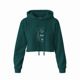 Fender Stratocaster Gitar Crop Hoodie — Koyu Yeşil — Ön baskı