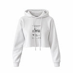 Harley Davidson Model 28B Motosiklet Crop Hoodie — Beyaz — Ön baskı