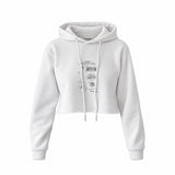 Gibson Les Paul Gitar Crop Hoodie — Beyaz — Ön baskı