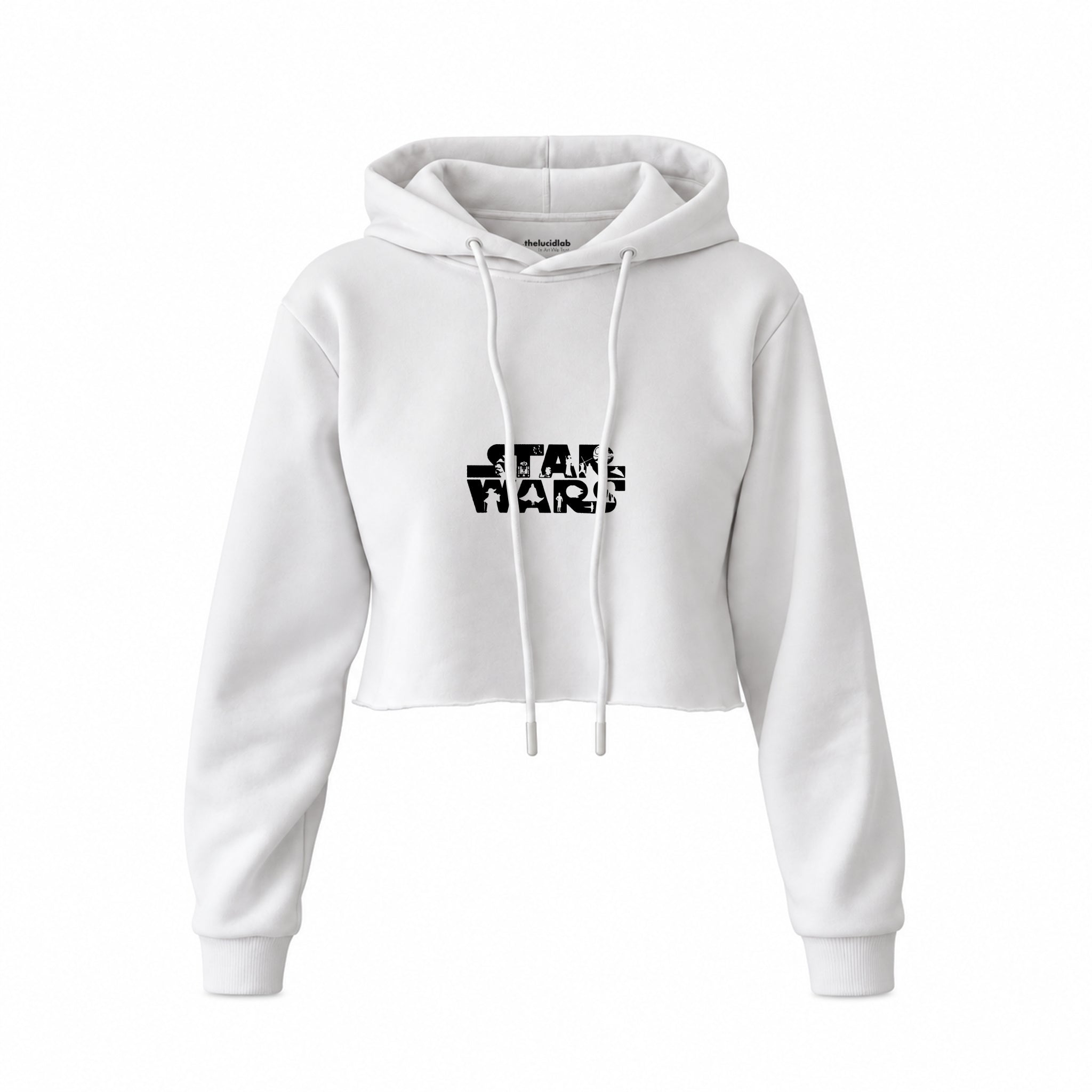 Star Wars Crop Hoodie — Beyaz — Ön baskı