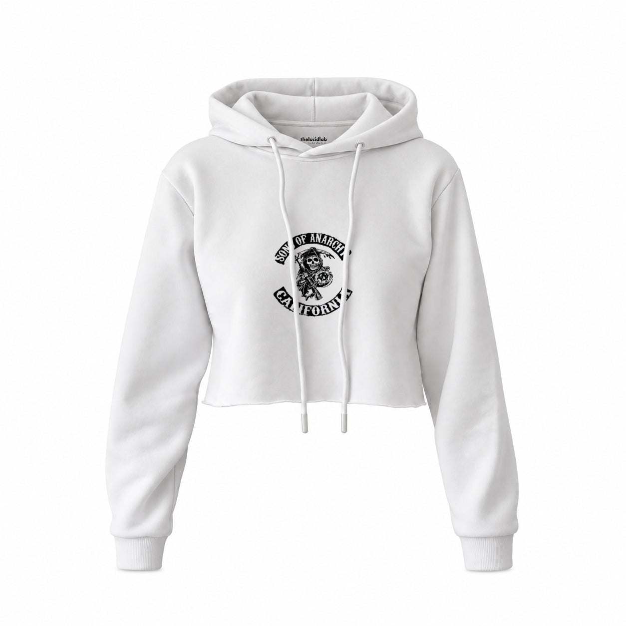 Sons of Anarchy Crop Hoodie — Beyaz — Ön baskı