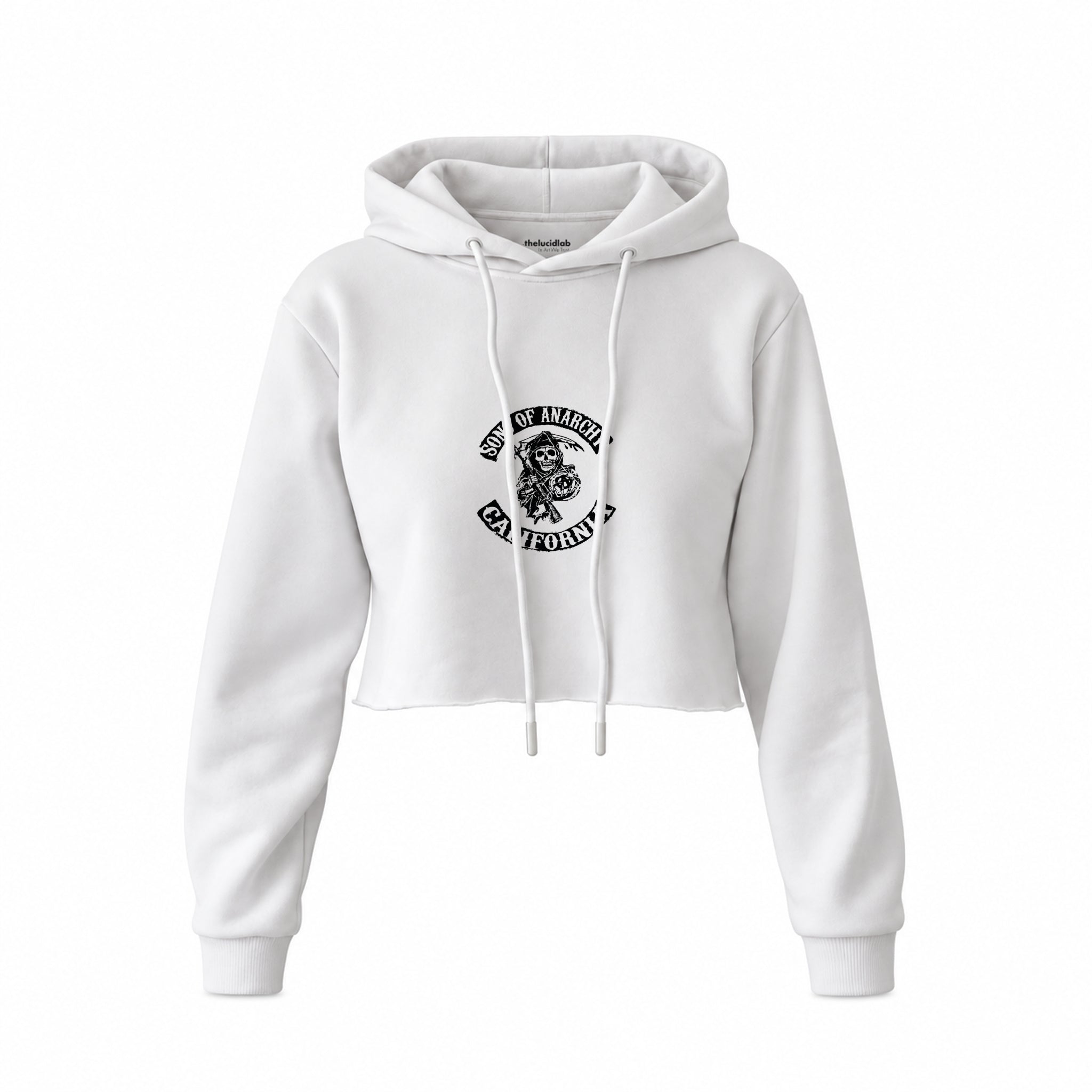 Sons of Anarchy Crop Hoodie — Beyaz — Ön baskı
