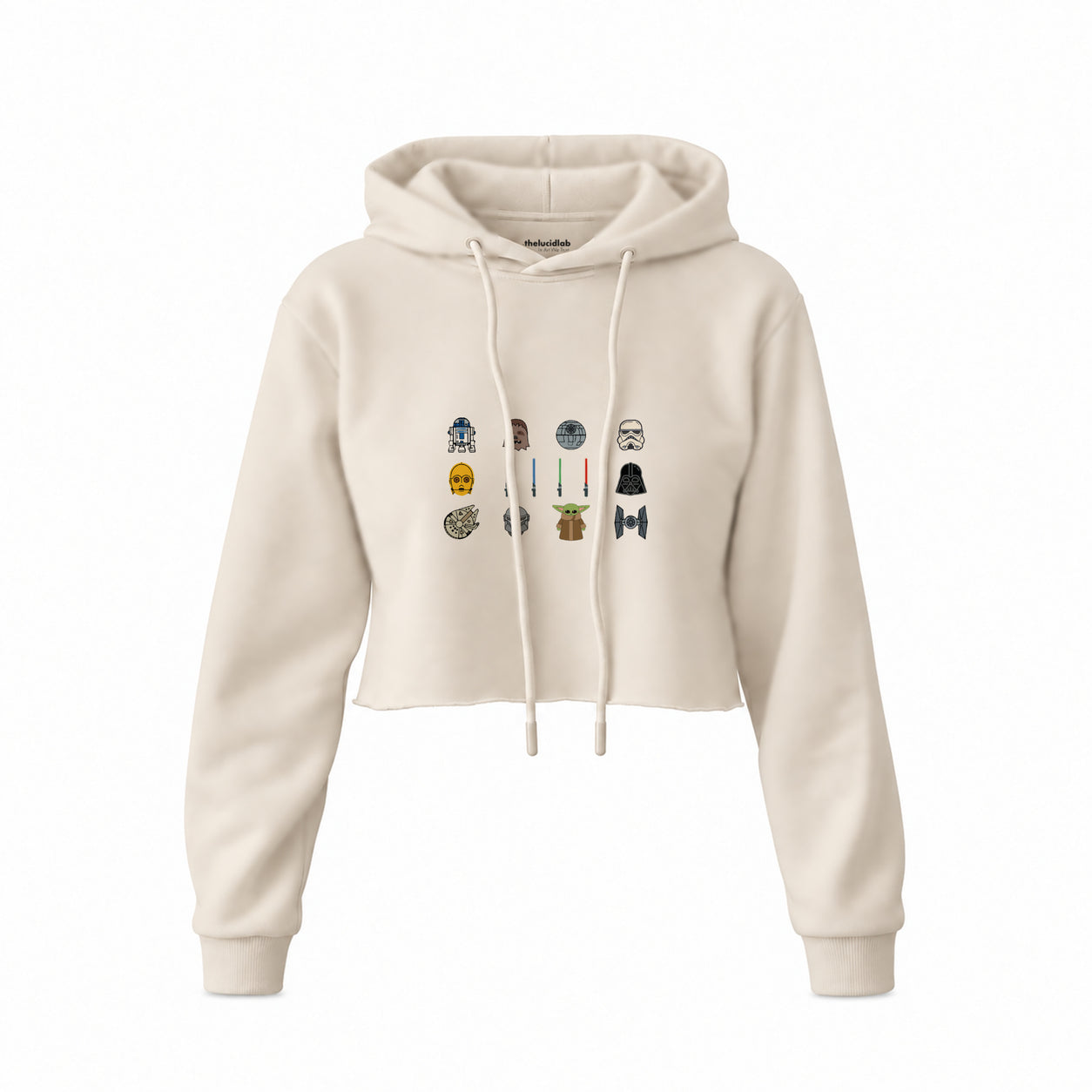 Star Wars Icons Crop Hoodie — Krem — Ön baskı