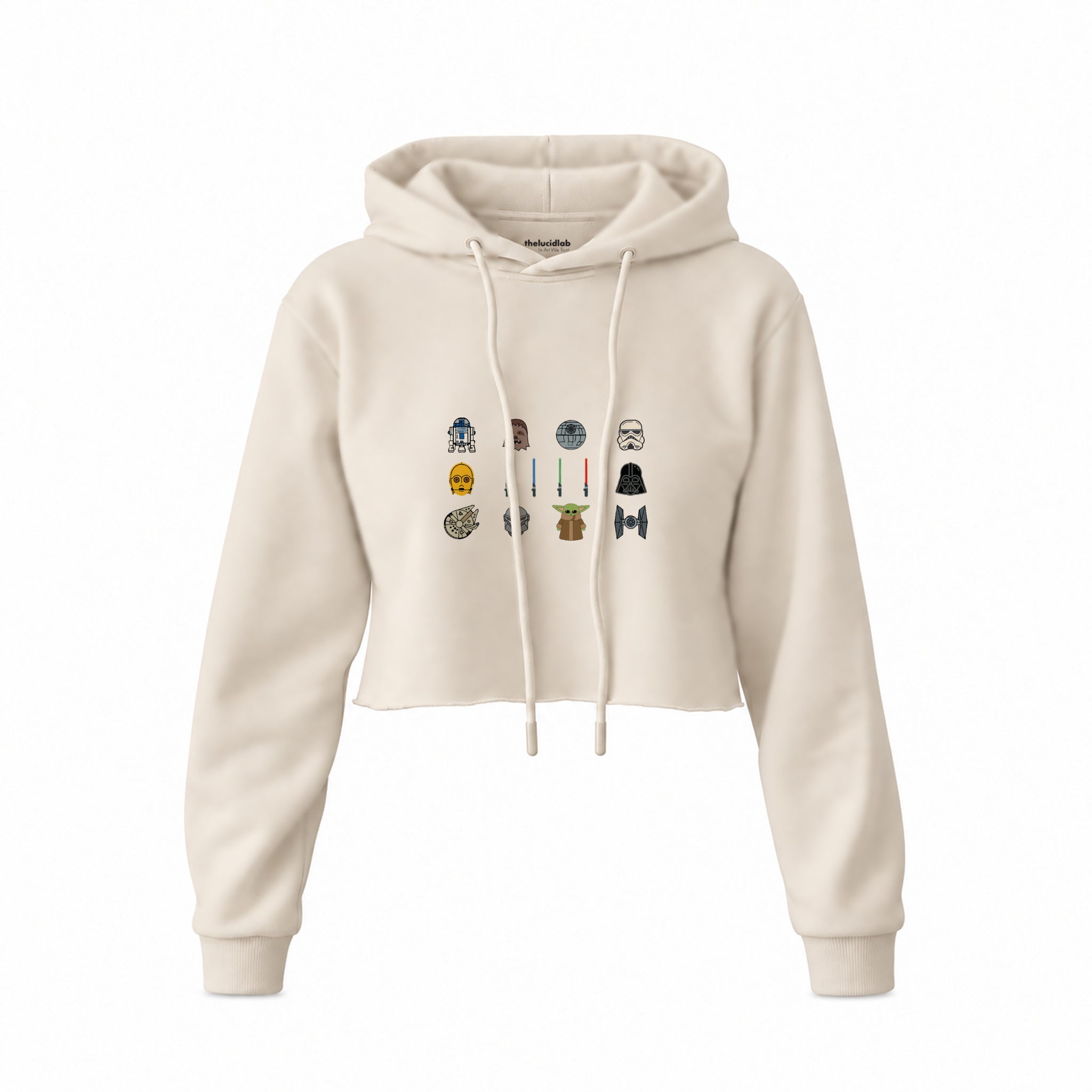 Star Wars Icons Crop Hoodie — Krem — Ön baskı