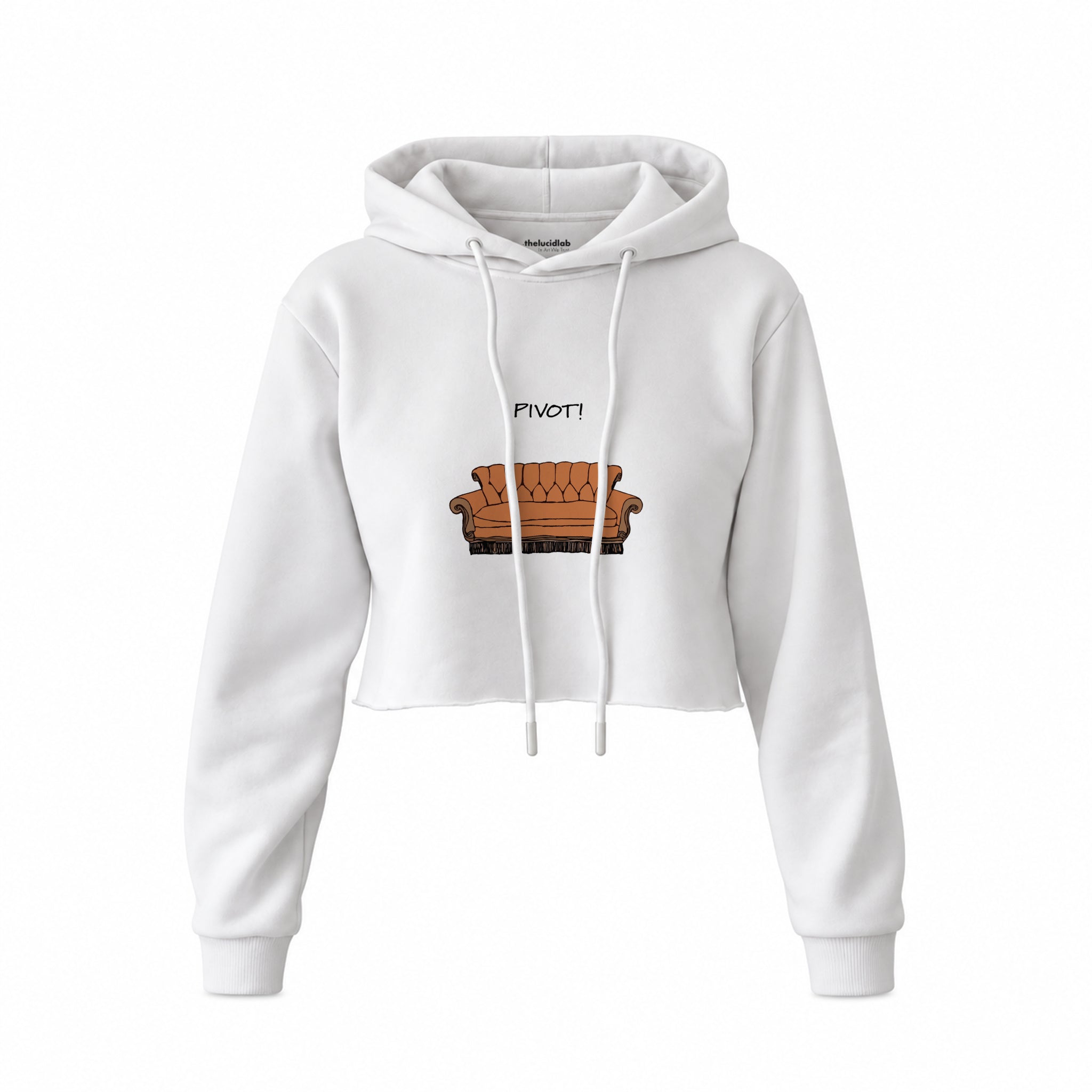 Pivot! / Friends Crop Hoodie — Beyaz — Ön baskı
