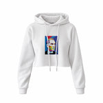 Atatürk Pop Art Crop Hoodie — Beyaz — Ön baskı