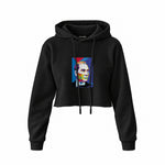 Atatürk Pop Art Crop Hoodie — Siyah — Ön baskı
