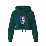 Atatürk Pop Art Crop Hoodie — Koyu Yeşil — Ön baskı