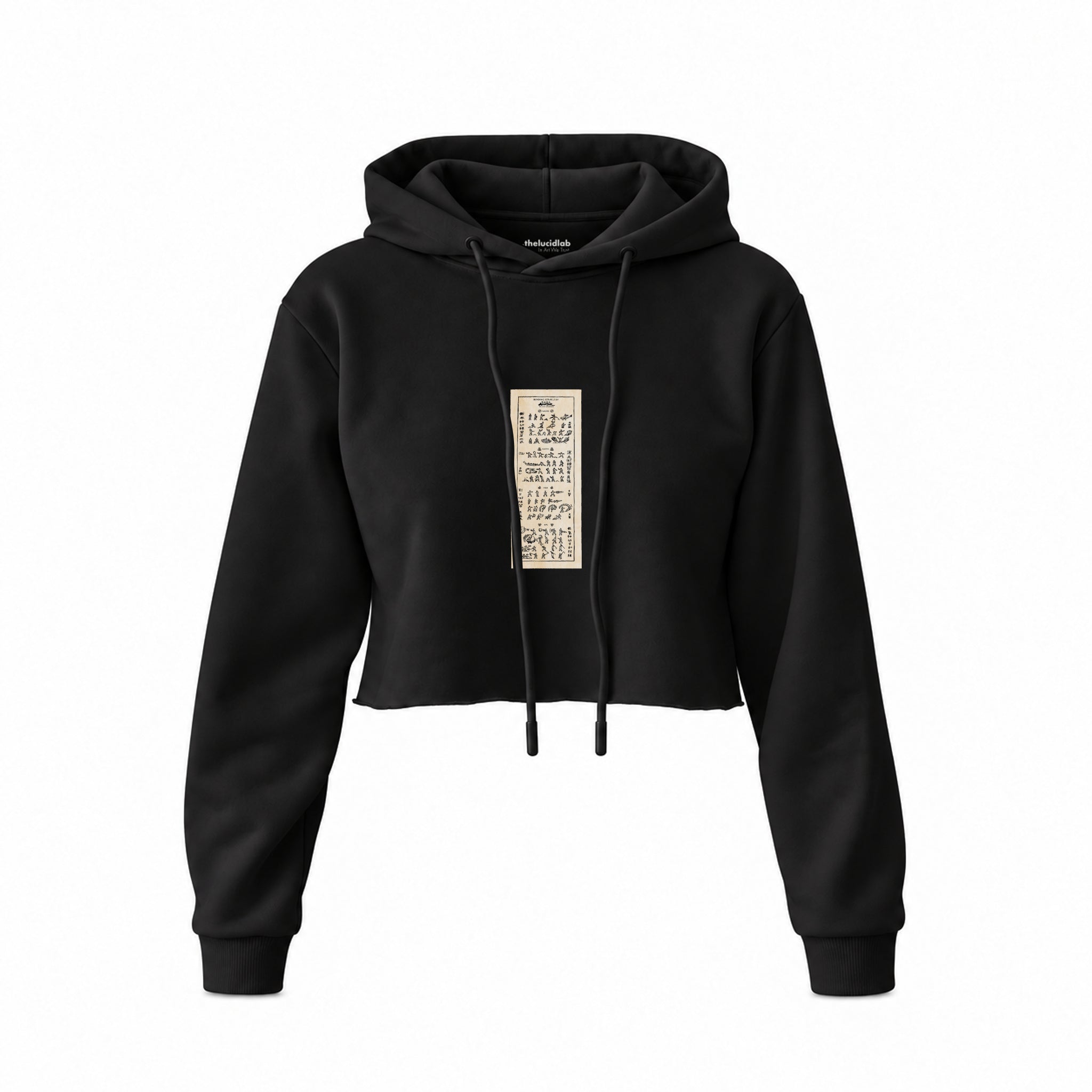 Avatar The Last Airbender Bending Scrolls Crop Hoodie — Siyah — Ön baskı