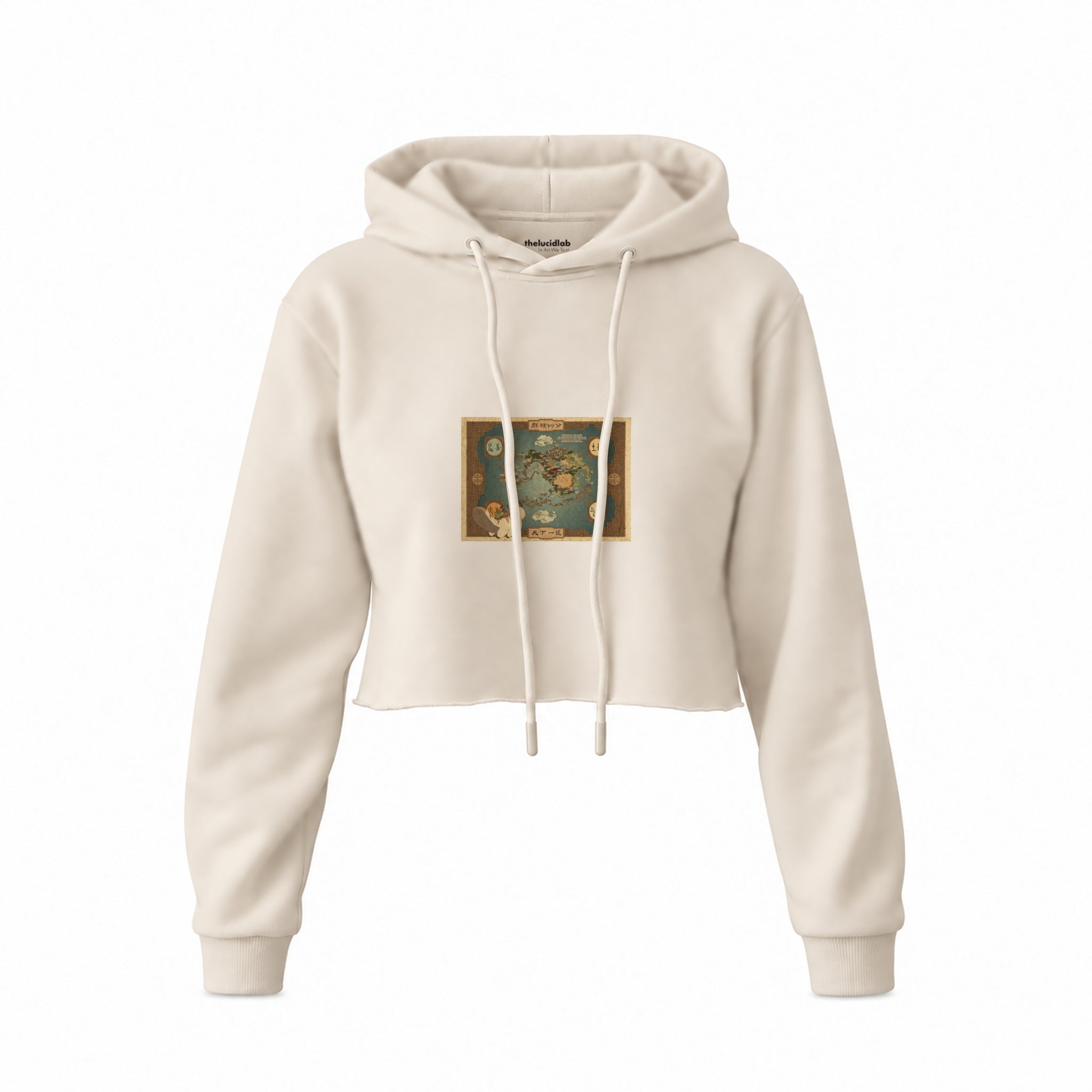 Avatar The Last Airbender Map Crop Hoodie — Krem — Ön baskı