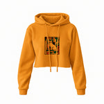 Bauhaus Cat Crop Hoodie — Turuncu — Ön baskı
