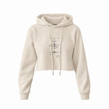 F4U Corsair Crop Hoodie — Krem — Ön baskı