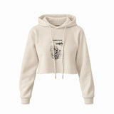 Millennium Falcon Crop Hoodie — Krem — Ön baskı