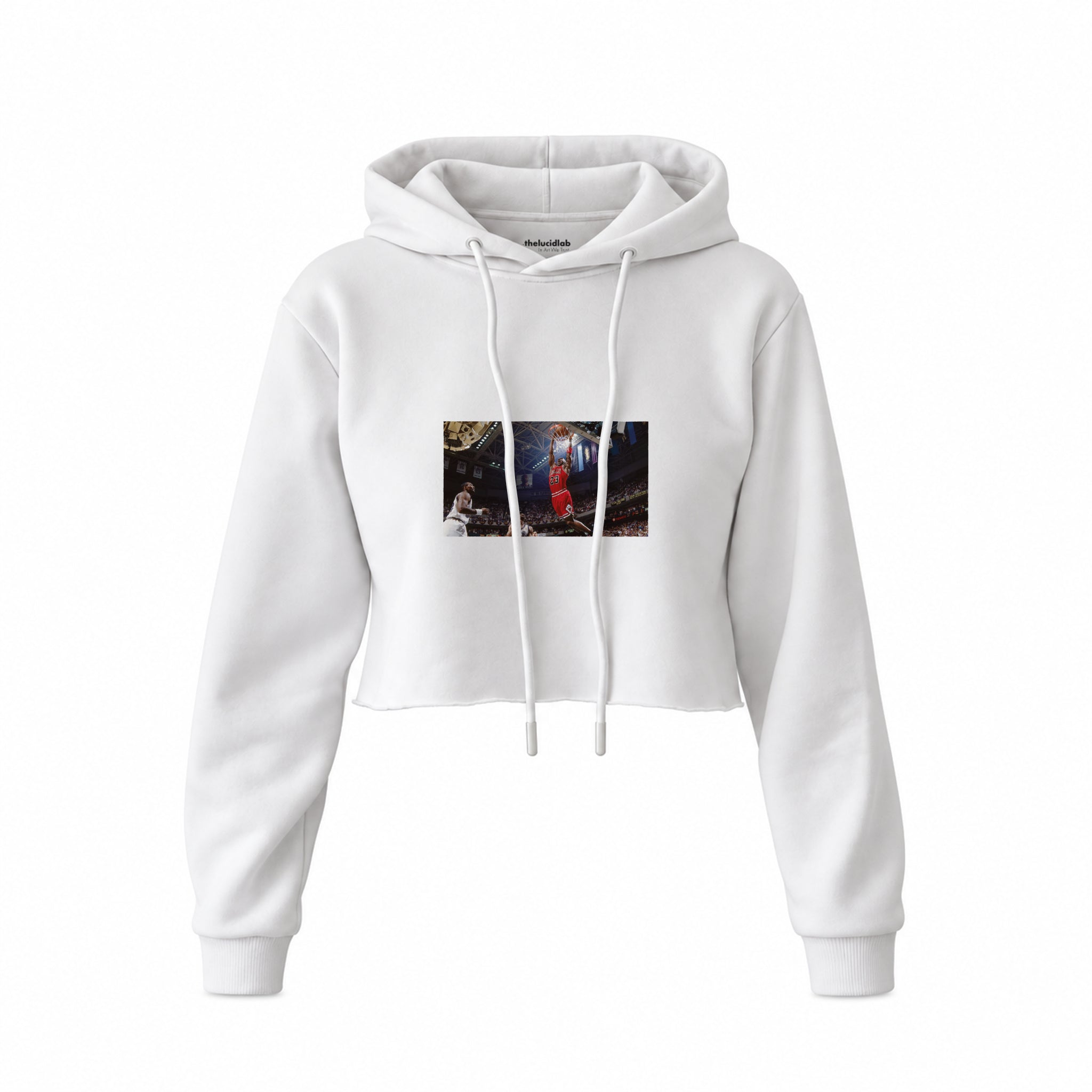 Michael Jordan Chicago Bulls 1997 Crop Hoodie — Beyaz — Ön baskı