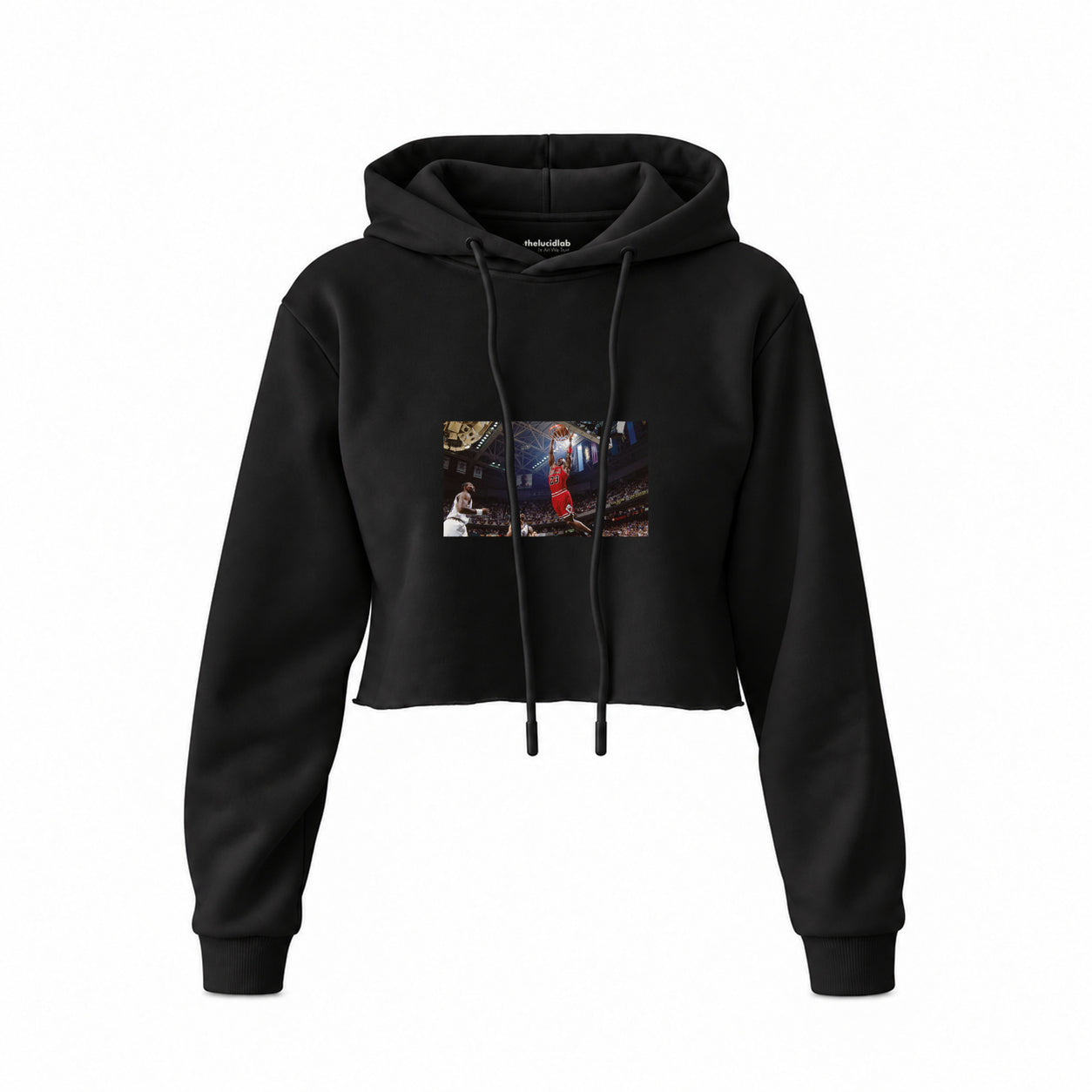 Michael Jordan Chicago Bulls 1997 Crop Hoodie — Siyah — Ön baskı