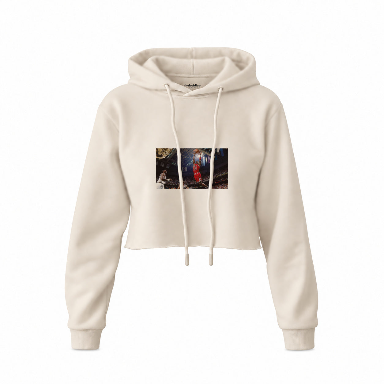 Michael Jordan Chicago Bulls 1997 Crop Hoodie — Krem — Ön baskı