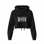 Morty Dollar Crop Hoodie — Siyah — Ön baskı