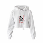 Perspektif Kanagawa Dalgası Crop Hoodie — Beyaz — Ön baskı