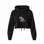 Perspektif Kanagawa Dalgası Crop Hoodie — Siyah — Ön baskı