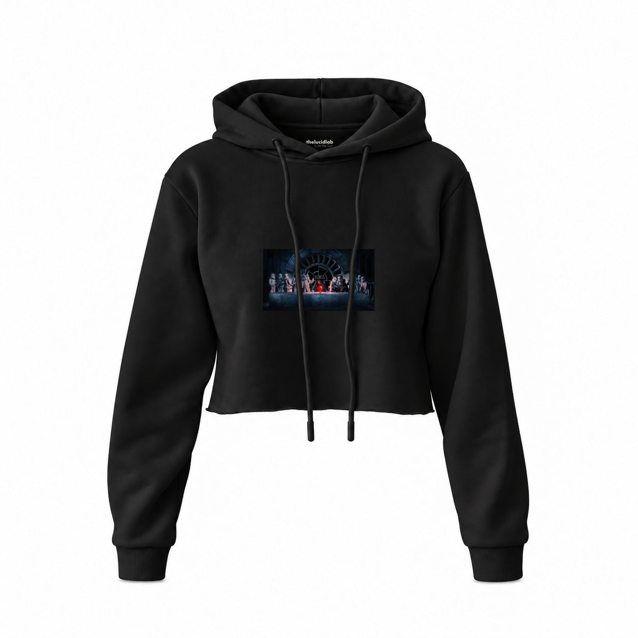 Star Wars Last Supper Crop Hoodie — Siyah — Ön baskı
