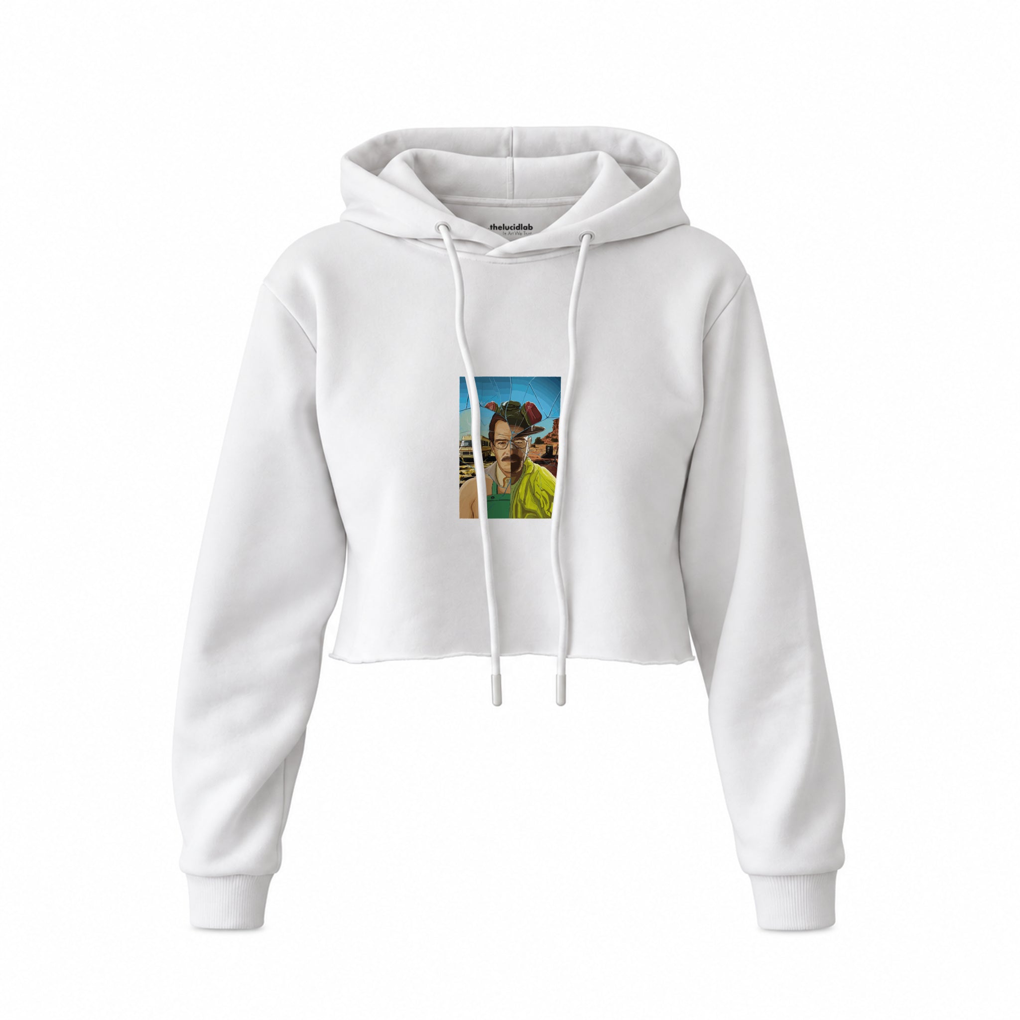 Walter White / Heisenberg Crop Hoodie — Beyaz — Ön baskı