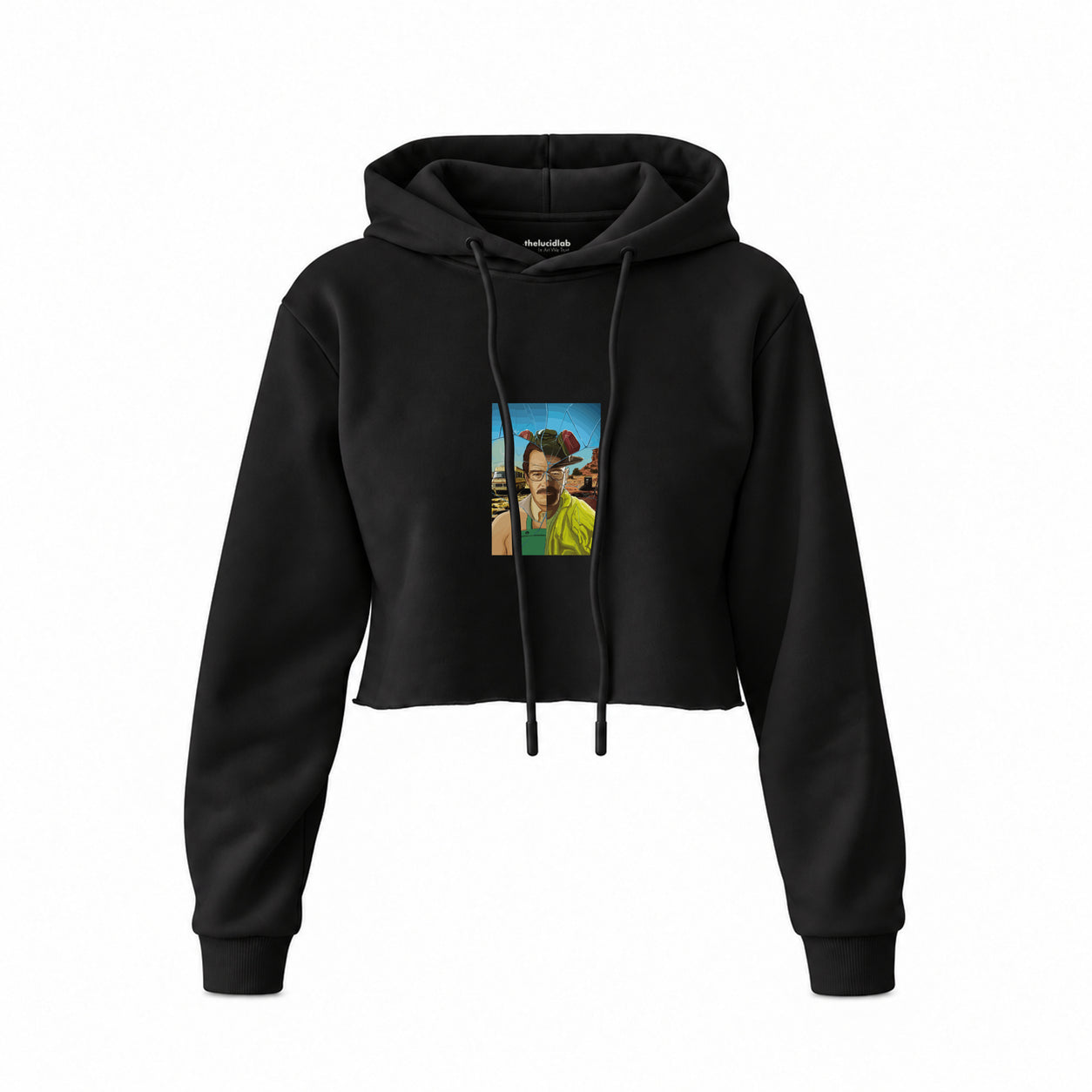 Walter White / Heisenberg Crop Hoodie — Siyah — Ön baskı