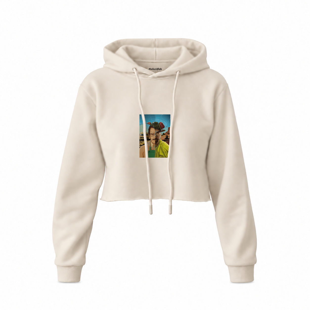 Walter White / Heisenberg Crop Hoodie — Krem — Ön baskı