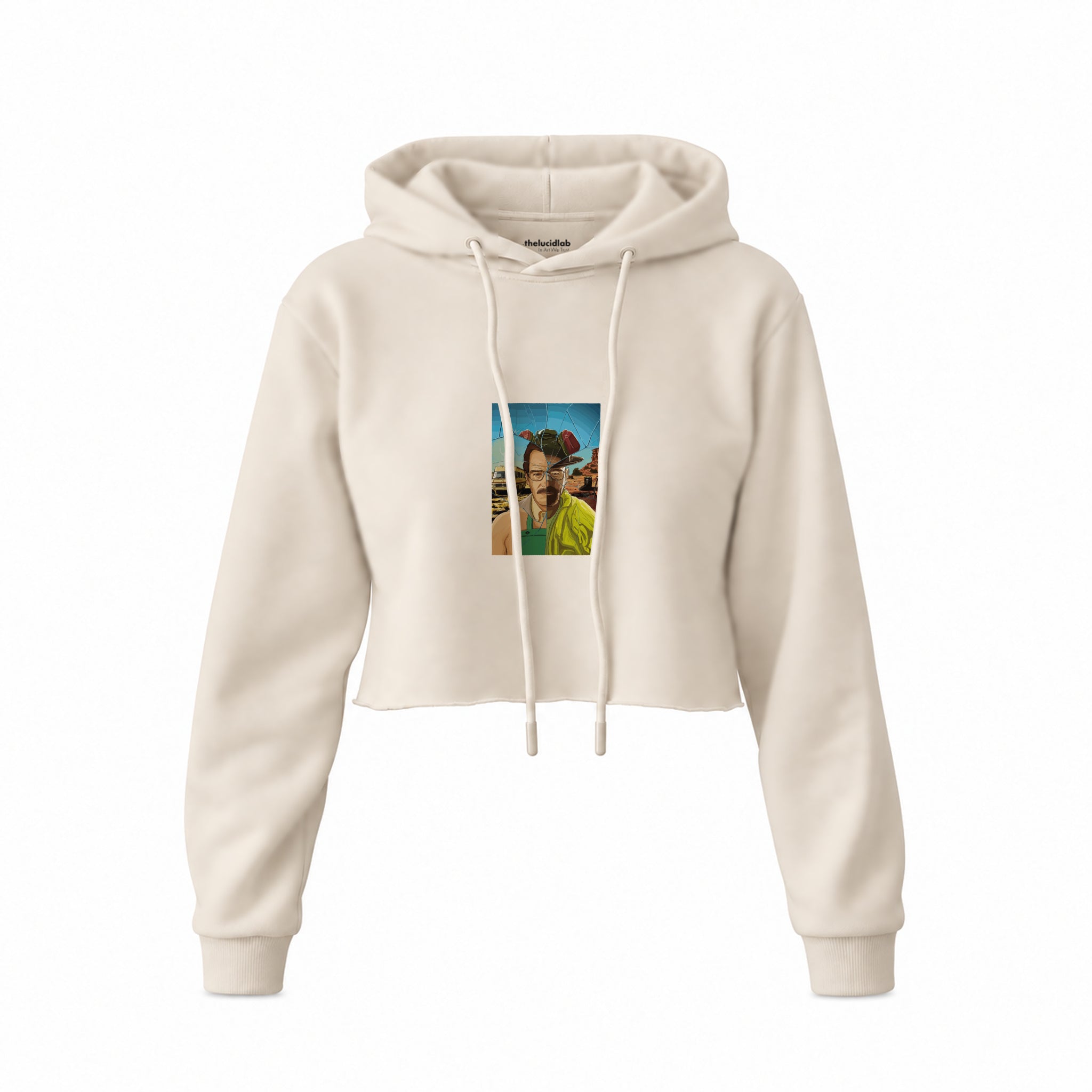 Walter White / Heisenberg Crop Hoodie — Krem — Ön baskı