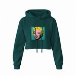 Andy Warhol / Marilyn Monroe Blue Crop Hoodie — Koyu Yeşil — Ön baskı