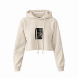 Brian Jones London 1966 Crop Hoodie — Krem — Ön baskı