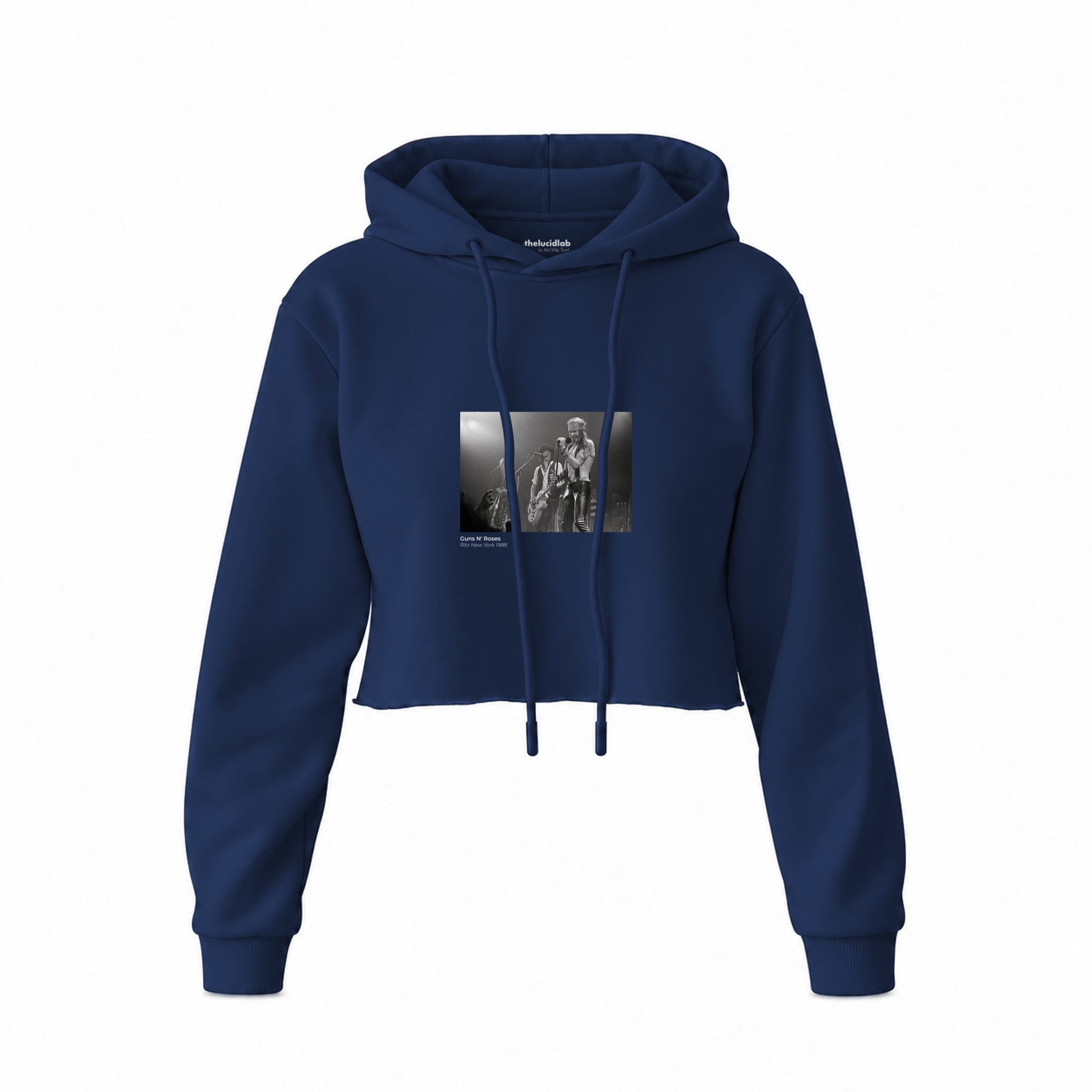Guns N’ Roses Ritz New York 1988 Crop Hoodie — Lacivert — Ön baskı