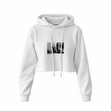 Jimmy Page Backstage Indianapolis 1975 Crop Hoodie — Beyaz — Ön baskı