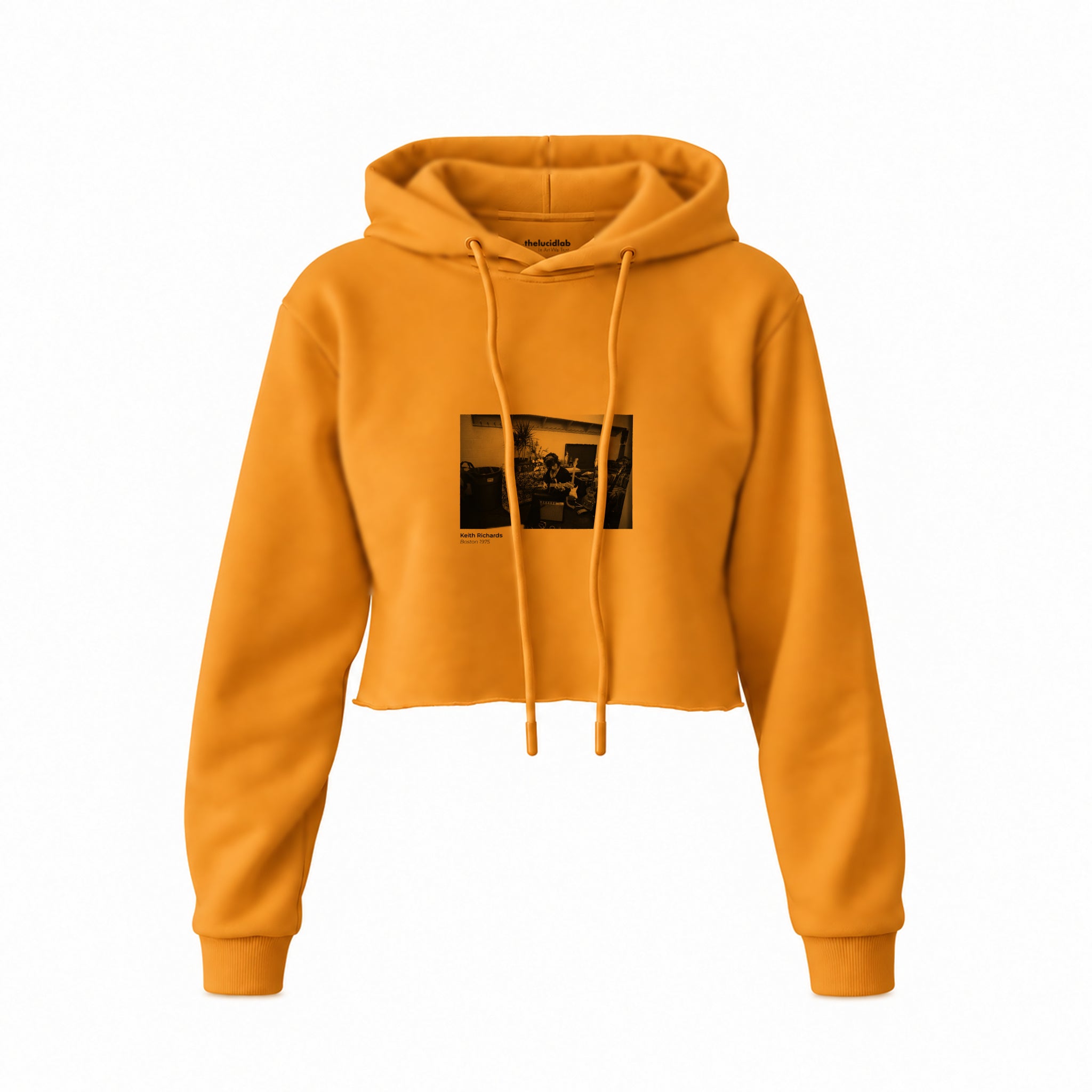 Keith Richards Boston 1975 Crop Hoodie — Turuncu — Ön baskı