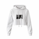 Keith Richards Montauk New York 1975 Crop Hoodie — Beyaz — Ön baskı