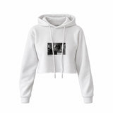 Keith Richards Montauk New York 1975 Crop Hoodie — Beyaz — Ön baskı