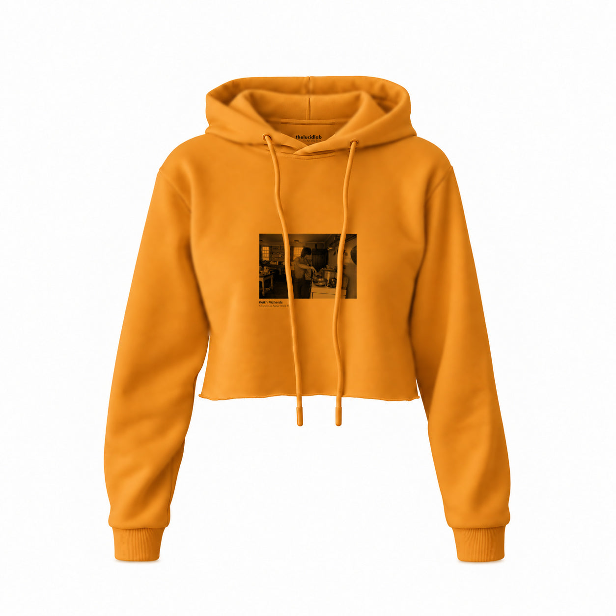 Keith Richards Montauk New York 1975 Crop Hoodie — Turuncu — Ön baskı
