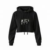 Led Zeppelin Limo Los Angeles 1971 Crop Hoodie — Siyah — Ön baskı