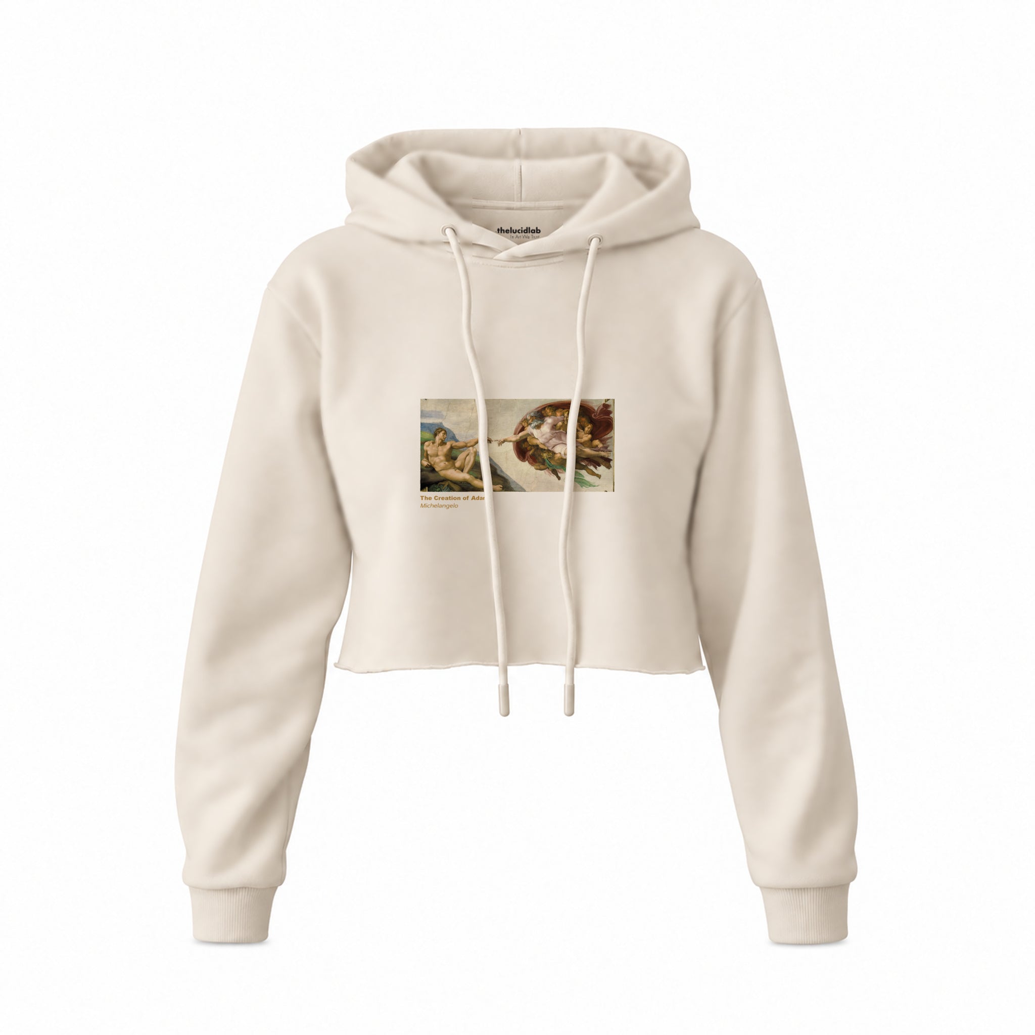 The Creation Crop Hoodie — Krem — Ön baskı