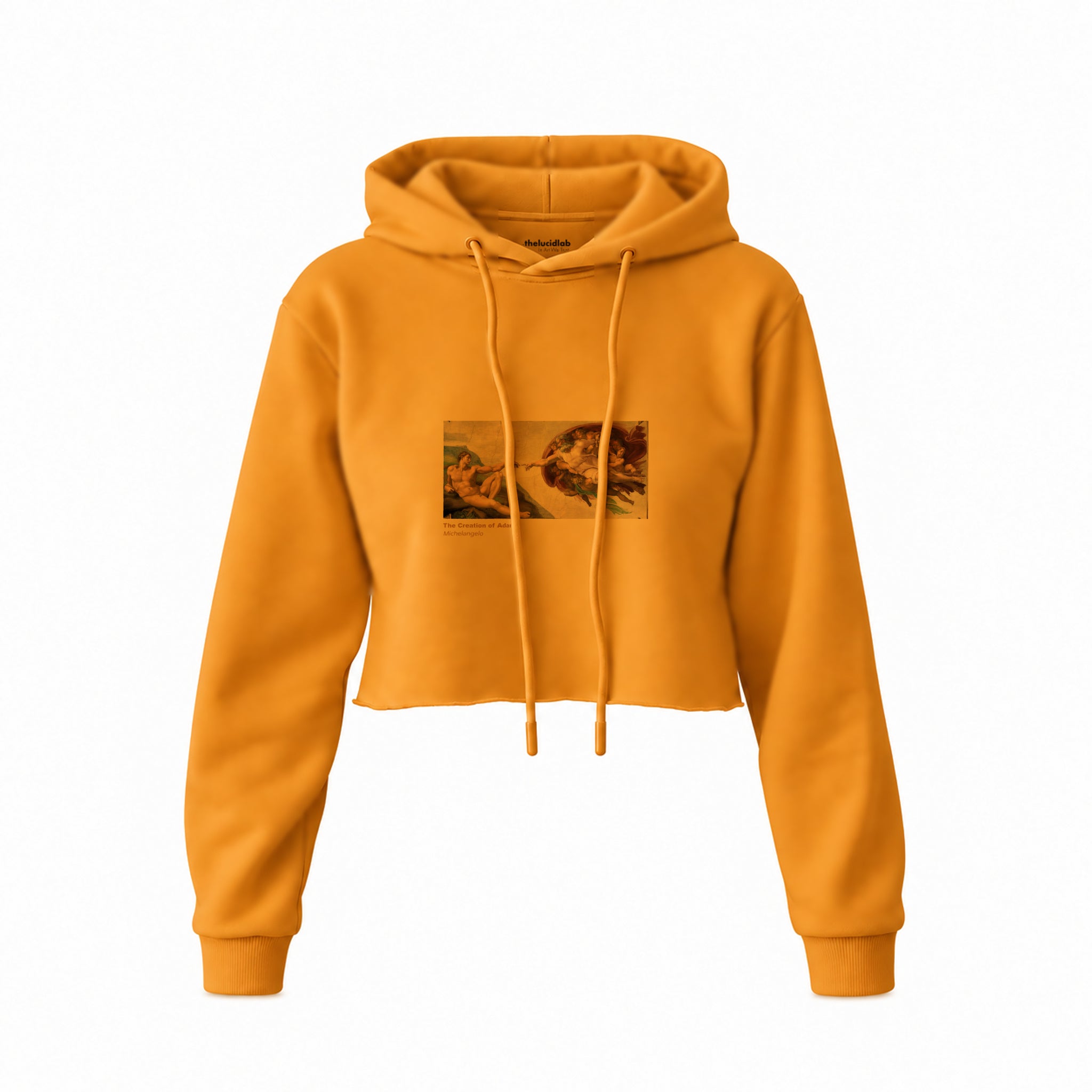 The Creation Crop Hoodie — Turuncu — Ön baskı