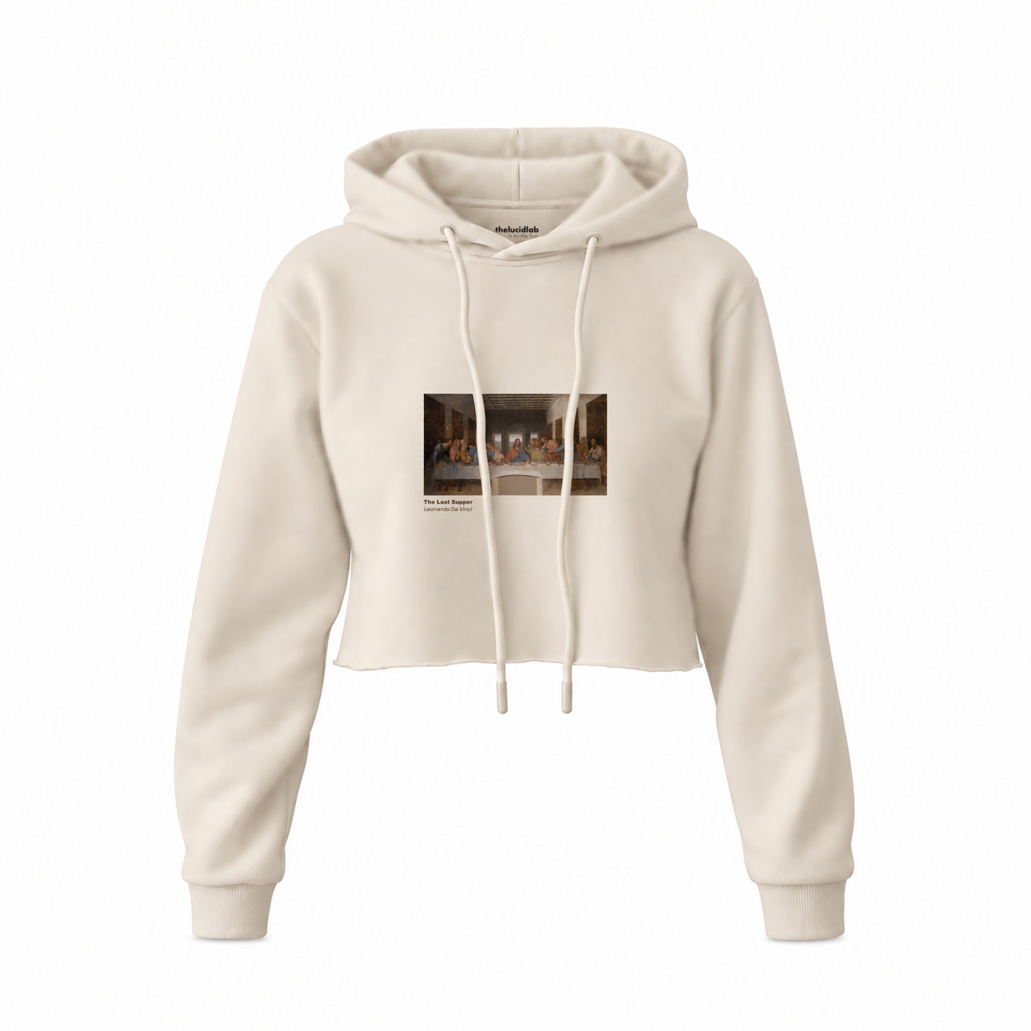 Son Akşam Yemeği Crop Hoodie — Krem — Ön baskı